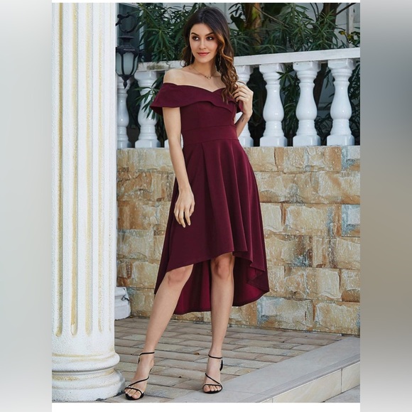 Off the shoulder high low cocktail dress - Picture 2 of 9